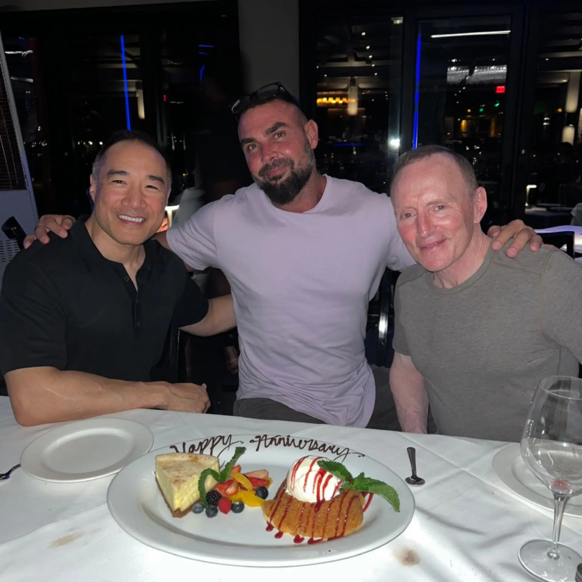 Bret Contreras, Alan Aragon and Brad Schoenfeld celebrating the seminar weekend